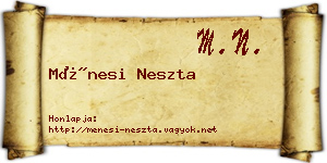Ménesi Neszta névjegykártya